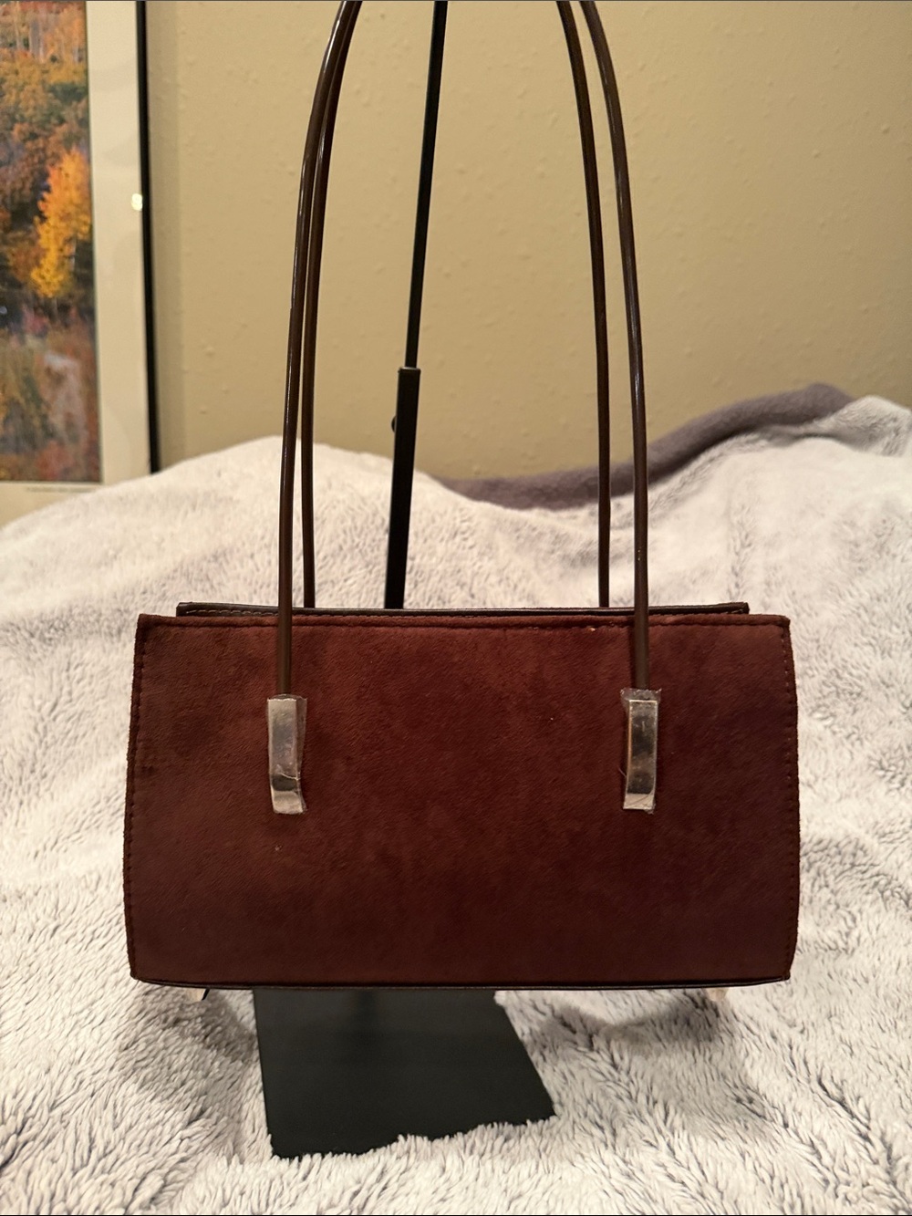 Brown Vegan Suede Women's Shoulder Bag
